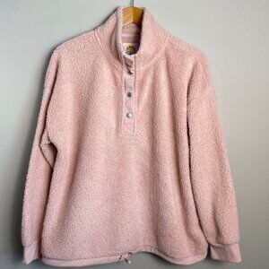 C&C California Women's Pink Sherpa Fleece 1/3 Snap Long Sleeve Pullover XL